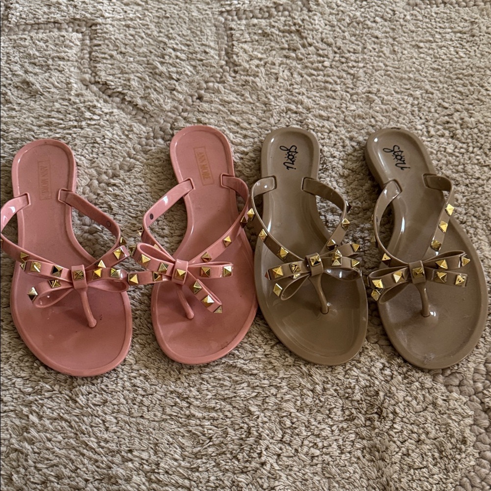 Women's Sandals - Pink and Tan